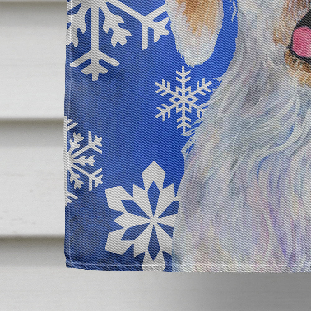 Clumber Spaniel Winter Snowflakes Holiday House Flag 28x40 Porch Sleeve Pole Decorative Outside Yard Banner Artwork Wall Hanging, Polyester