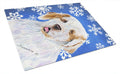 Clumber Spaniel Winter Snowflakes Holiday Cutting Board Tempered Glass Kitchen Cutting Surface, Heat Resistant Chopping, Non-Slip Feet, Food Prep & Serving