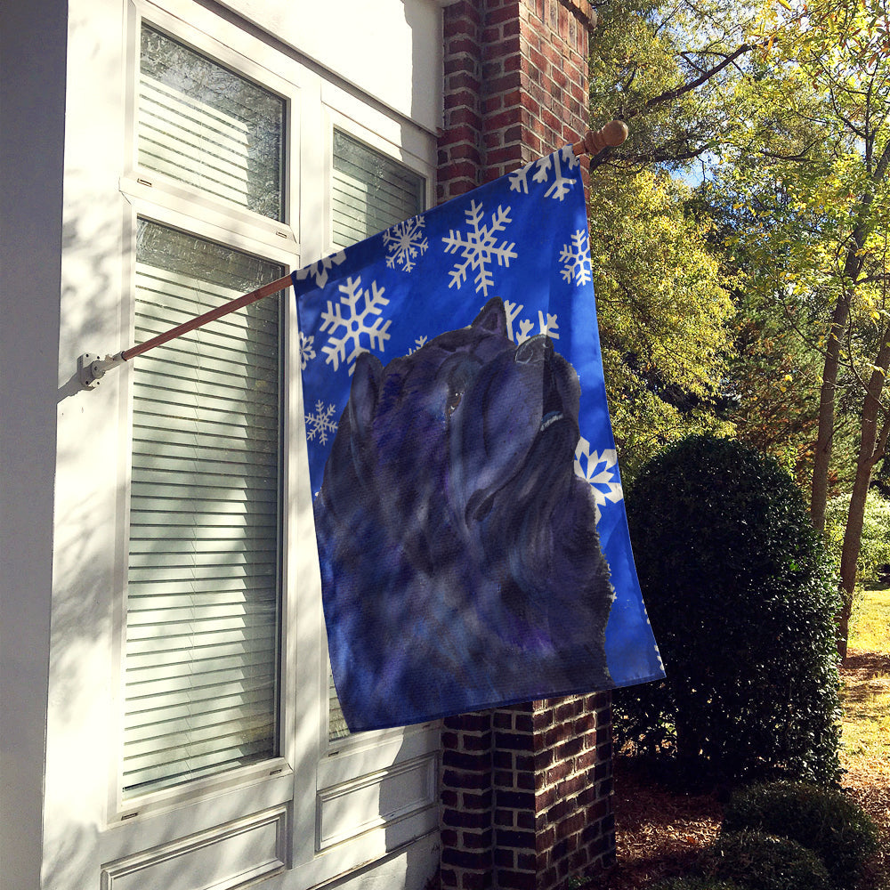 Chow Chow Winter Snowflakes Holiday House Flag 28x40 Porch Sleeve Pole Decorative Outside Yard Banner Artwork Wall Hanging, Polyester