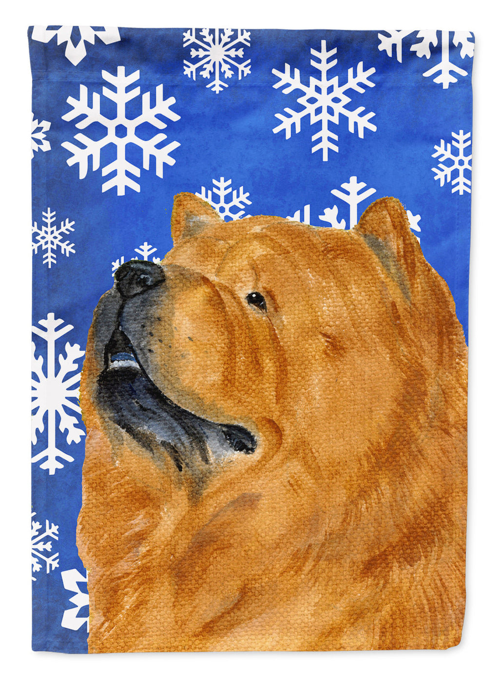 Chow Chow Winter Snowflakes Holiday House Flag 28x40 Porch Sleeve Pole Decorative Outside Yard Banner Artwork Wall Hanging, Polyester