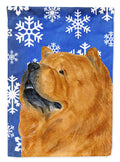 Chow Chow Winter Snowflakes Holiday House Flag 28x40 Porch Sleeve Pole Decorative Outside Yard Banner Artwork Wall Hanging, Polyester