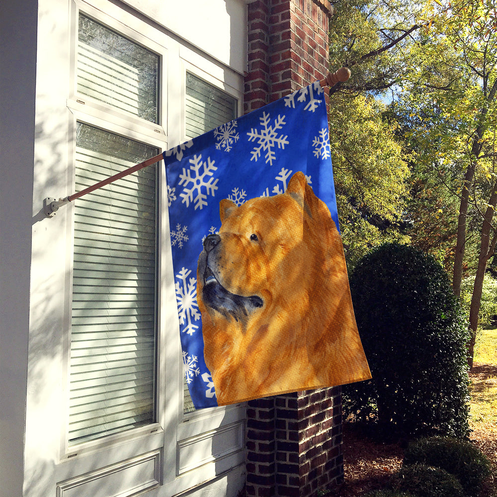 Chow Chow Winter Snowflakes Holiday House Flag 28x40 Porch Sleeve Pole Decorative Outside Yard Banner Artwork Wall Hanging, Polyester
