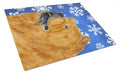 Chow Chow Winter Snowflakes Holiday Cutting Board Tempered Glass Kitchen Cutting Surface, Heat Resistant Chopping, Non-Slip Feet, Food Prep & Serving