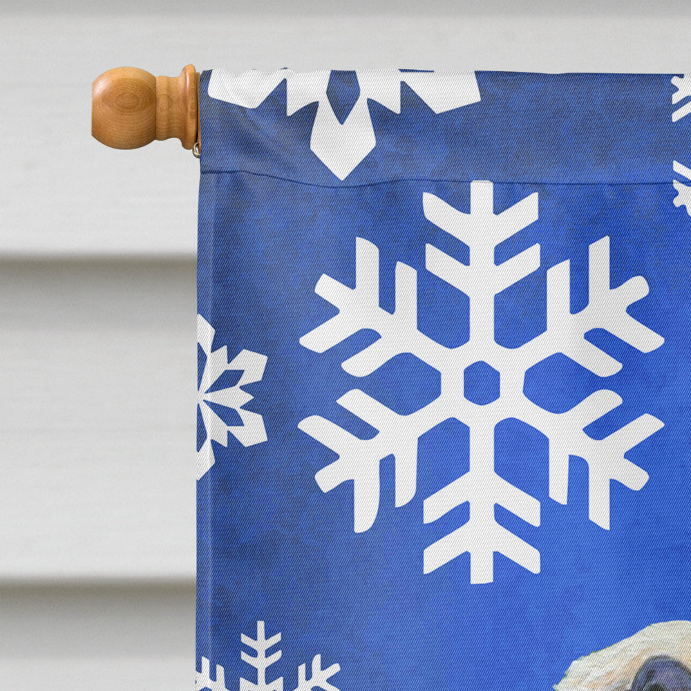 Dandie Dinmont Terrier Winter Snowflakes Holiday House Flag 28x40 Porch Sleeve Pole Decorative Outside Yard Banner Artwork Wall Hanging, Polyester