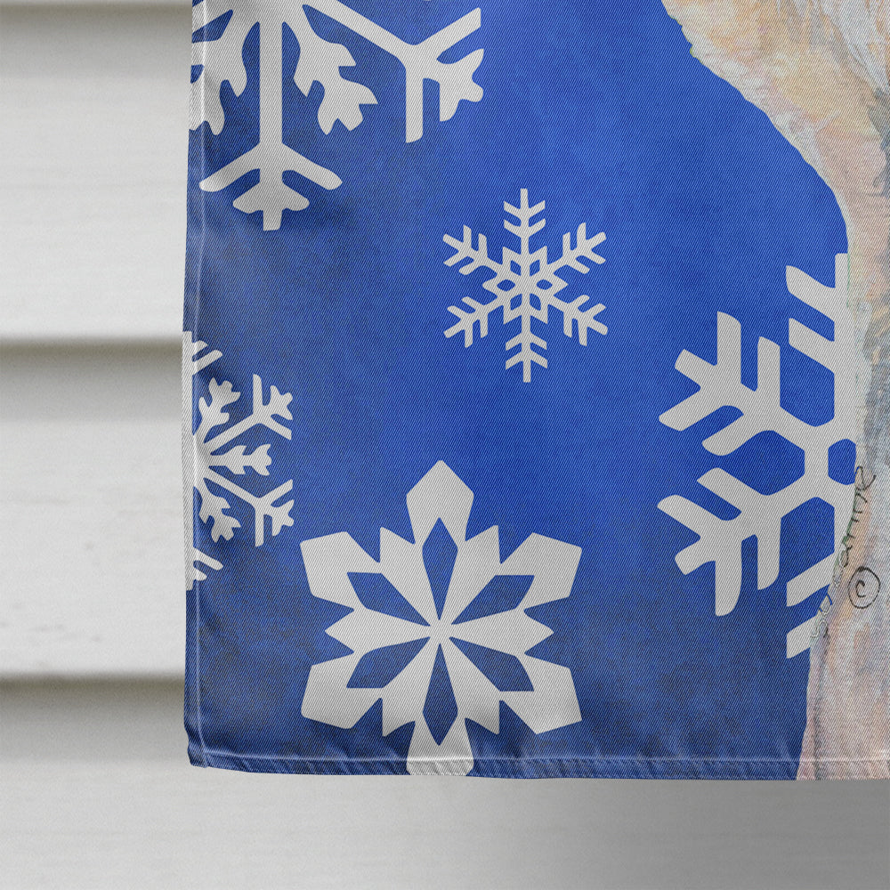 Dandie Dinmont Terrier Winter Snowflakes Holiday House Flag 28x40 Porch Sleeve Pole Decorative Outside Yard Banner Artwork Wall Hanging, Polyester