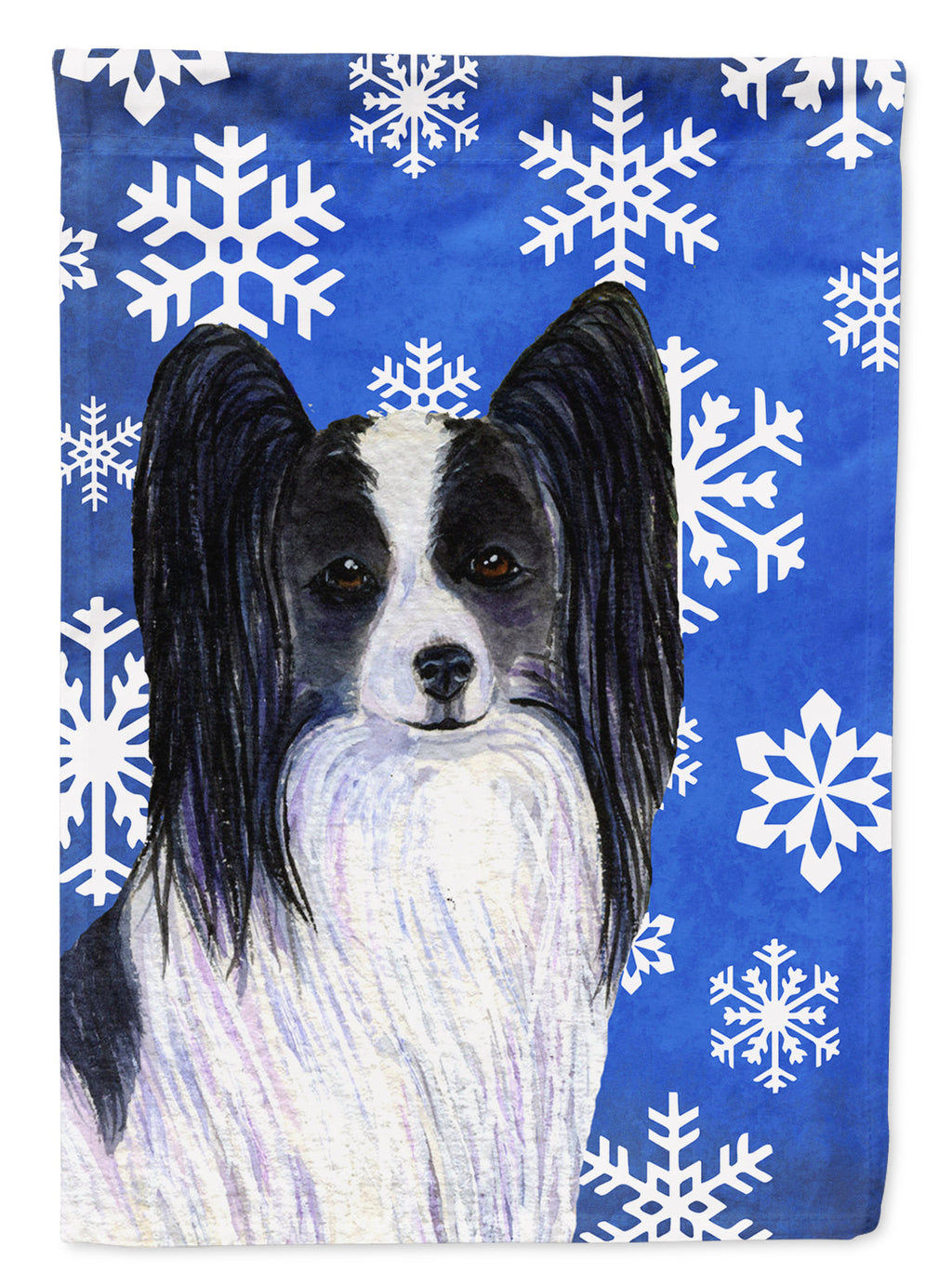 Papillon Winter Snowflakes Holiday House Flag 28x40 Porch Sleeve Pole Decorative Outside Yard Banner Artwork Wall Hanging, Polyester