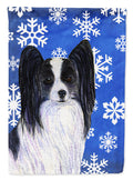 Papillon Winter Snowflakes Holiday House Flag 28x40 Porch Sleeve Pole Decorative Outside Yard Banner Artwork Wall Hanging, Polyester