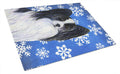 Papillon Winter Snowflakes Holiday Cutting Board Tempered Glass Kitchen Cutting Surface, Heat Resistant Chopping, Non-Slip Feet, Food Prep & Serving