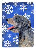 Irish Wolfhound Winter Snowflakes Holiday House Flag 28x40 Porch Sleeve Pole Decorative Outside Yard Banner Artwork Wall Hanging, Polyester