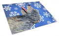 Irish Wolfhound Winter Snowflakes Holiday Cutting Board Tempered Glass Kitchen Cutting Surface, Heat Resistant Chopping, Non-Slip Feet, Food Prep & Serving