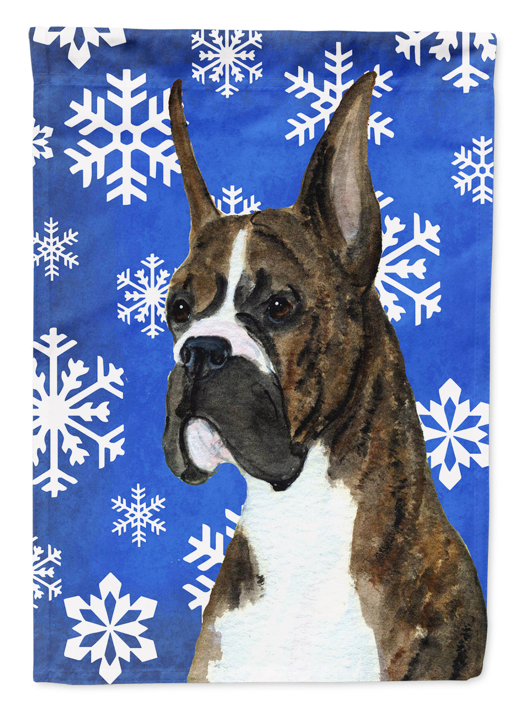 Boxer Winter Snowflakes Holiday House Flag 28x40 Porch Sleeve Pole Decorative Outside Yard Banner Artwork Wall Hanging, Polyester