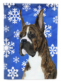 Boxer Winter Snowflakes Holiday House Flag 28x40 Porch Sleeve Pole Decorative Outside Yard Banner Artwork Wall Hanging, Polyester