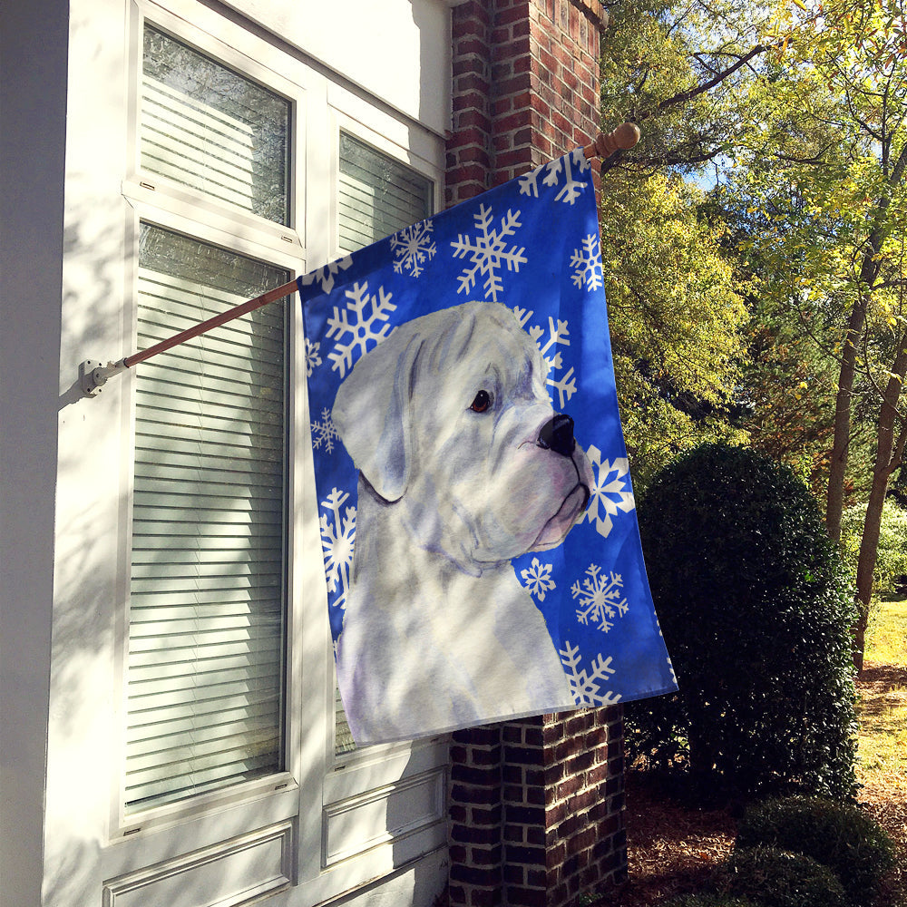 Boxer Winter Snowflakes Holiday House Flag 28x40 Porch Sleeve Pole Decorative Outside Yard Banner Artwork Wall Hanging, Polyester