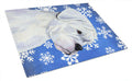 Boxer Winter Snowflakes Holiday Cutting Board Tempered Glass Kitchen Cutting Surface, Heat Resistant Chopping, Non-Slip Feet, Food Prep & Serving
