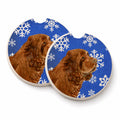 Sussex Spaniel Winter Snowflakes Holiday Set of 2 Cup Holder Car Coasters Absorbent Round Sandstone Coasters Gifts for Men or Women, 2.5, Multicolor