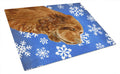 Sussex Spaniel Winter Snowflakes Holiday Cutting Board Tempered Glass Kitchen Cutting Surface, Heat Resistant Chopping, Non-Slip Feet, Food Prep & Serving