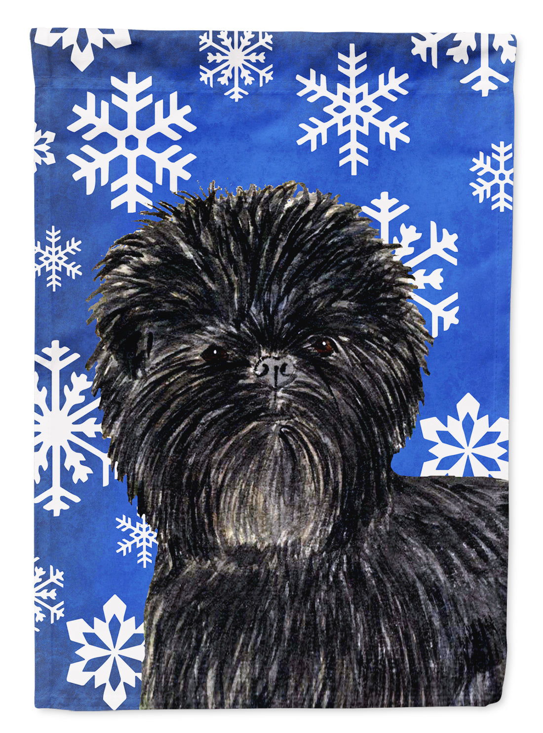 Affenpinscher Winter Snowflakes Holiday House Flag 28x40 Porch Sleeve Pole Decorative Outside Yard Banner Artwork Wall Hanging, Polyester