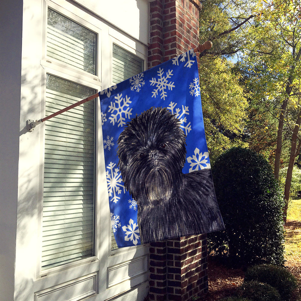 Affenpinscher Winter Snowflakes Holiday House Flag 28x40 Porch Sleeve Pole Decorative Outside Yard Banner Artwork Wall Hanging, Polyester