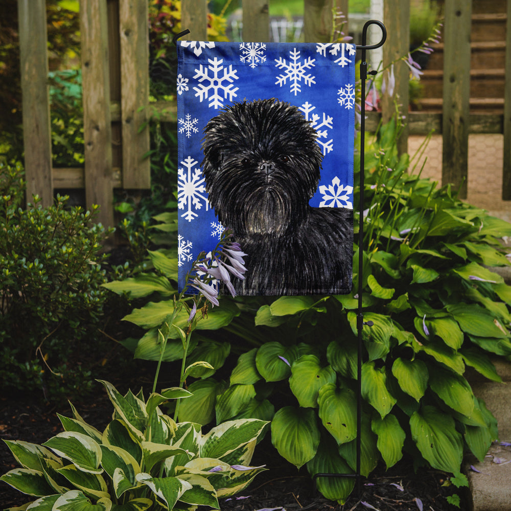 Affenpinscher Winter Snowflakes Holiday Garden Flag Mailbox Decorative Yard Banner Outside Patio Artwork for Flower Beds, Garden Size, Multicolor