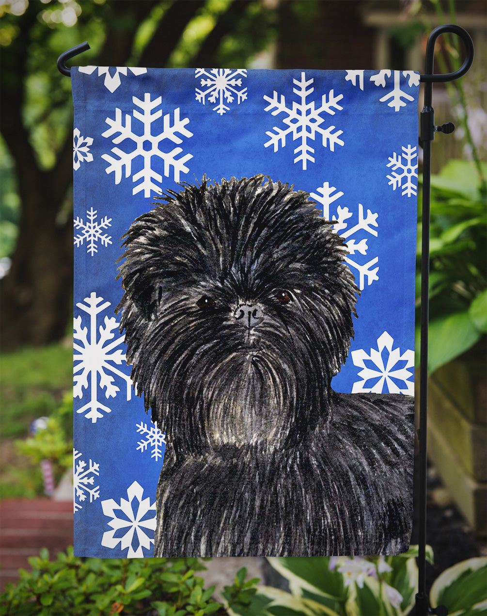 Affenpinscher Winter Snowflakes Holiday Garden Flag Mailbox Decorative Yard Banner Outside Patio Artwork for Flower Beds, Garden Size, Multicolor
