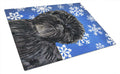 Affenpinscher Winter Snowflakes Holiday Cutting Board Tempered Glass Kitchen Cutting Surface, Heat Resistant Chopping, Non-Slip Feet, Food Prep & Serving