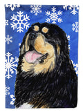 Tibetan Mastiff Winter Snowflakes Holiday House Flag 28x40 Porch Sleeve Pole Decorative Outside Yard Banner Artwork Wall Hanging, Polyester