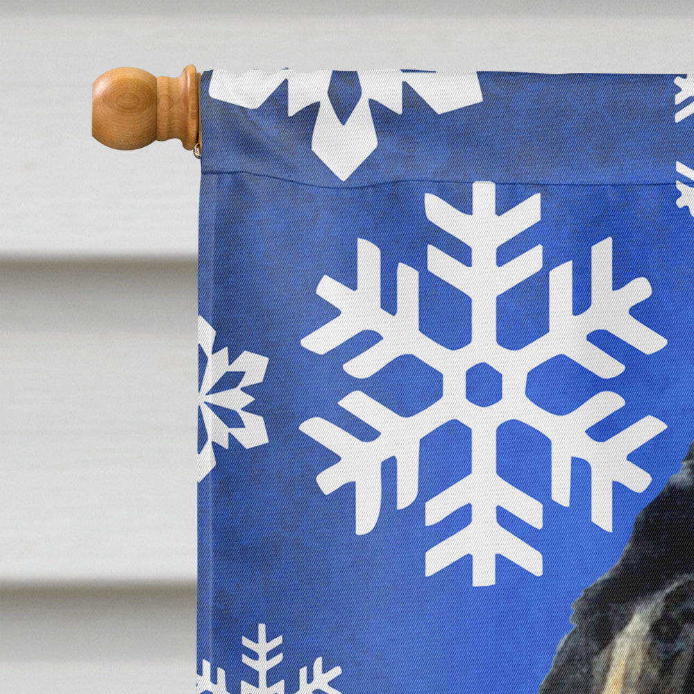 Tibetan Mastiff Winter Snowflakes Holiday House Flag 28x40 Porch Sleeve Pole Decorative Outside Yard Banner Artwork Wall Hanging, Polyester
