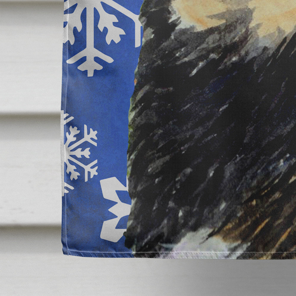 Tibetan Mastiff Winter Snowflakes Holiday House Flag 28x40 Porch Sleeve Pole Decorative Outside Yard Banner Artwork Wall Hanging, Polyester