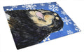 Tibetan Mastiff Winter Snowflakes Holiday Cutting Board Tempered Glass Kitchen Cutting Surface, Heat Resistant Chopping, Non-Slip Feet, Food Prep & Serving