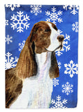 Springer Spaniel Winter Snowflakes Holiday House Flag 28x40 Porch Sleeve Pole Decorative Outside Yard Banner Artwork Wall Hanging, Polyester