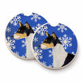 Basenji Winter Snowflakes Holiday Set of 2 Cup Holder Car Coasters Absorbent Round Sandstone Coasters Gifts for Men or Women, 2.5, Multicolor