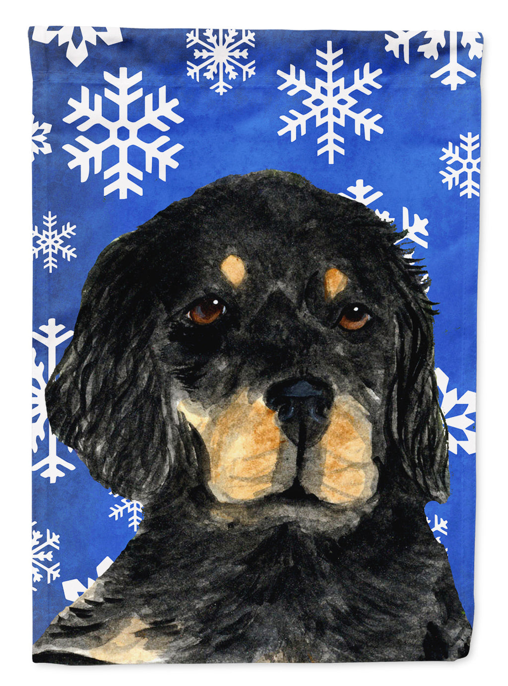 Gordon Setter Winter Snowflakes Holiday House Flag 28x40 Porch Sleeve Pole Decorative Outside Yard Banner Artwork Wall Hanging, Polyester