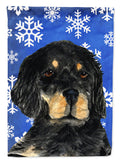 Gordon Setter Winter Snowflakes Holiday House Flag 28x40 Porch Sleeve Pole Decorative Outside Yard Banner Artwork Wall Hanging, Polyester