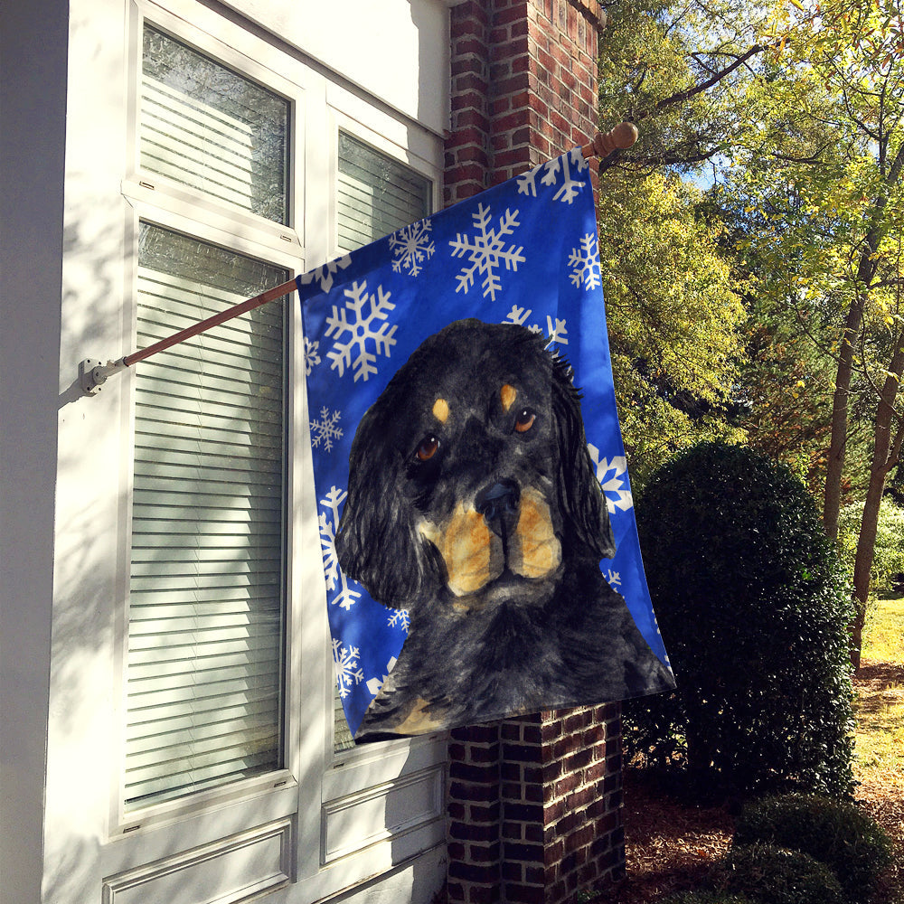 Gordon Setter Winter Snowflakes Holiday House Flag 28x40 Porch Sleeve Pole Decorative Outside Yard Banner Artwork Wall Hanging, Polyester