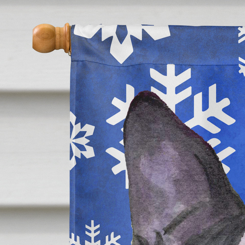 Boston Terrier Winter Snowflakes Holiday House Flag 28x40 Porch Sleeve Pole Decorative Outside Yard Banner Artwork Wall Hanging, Polyester