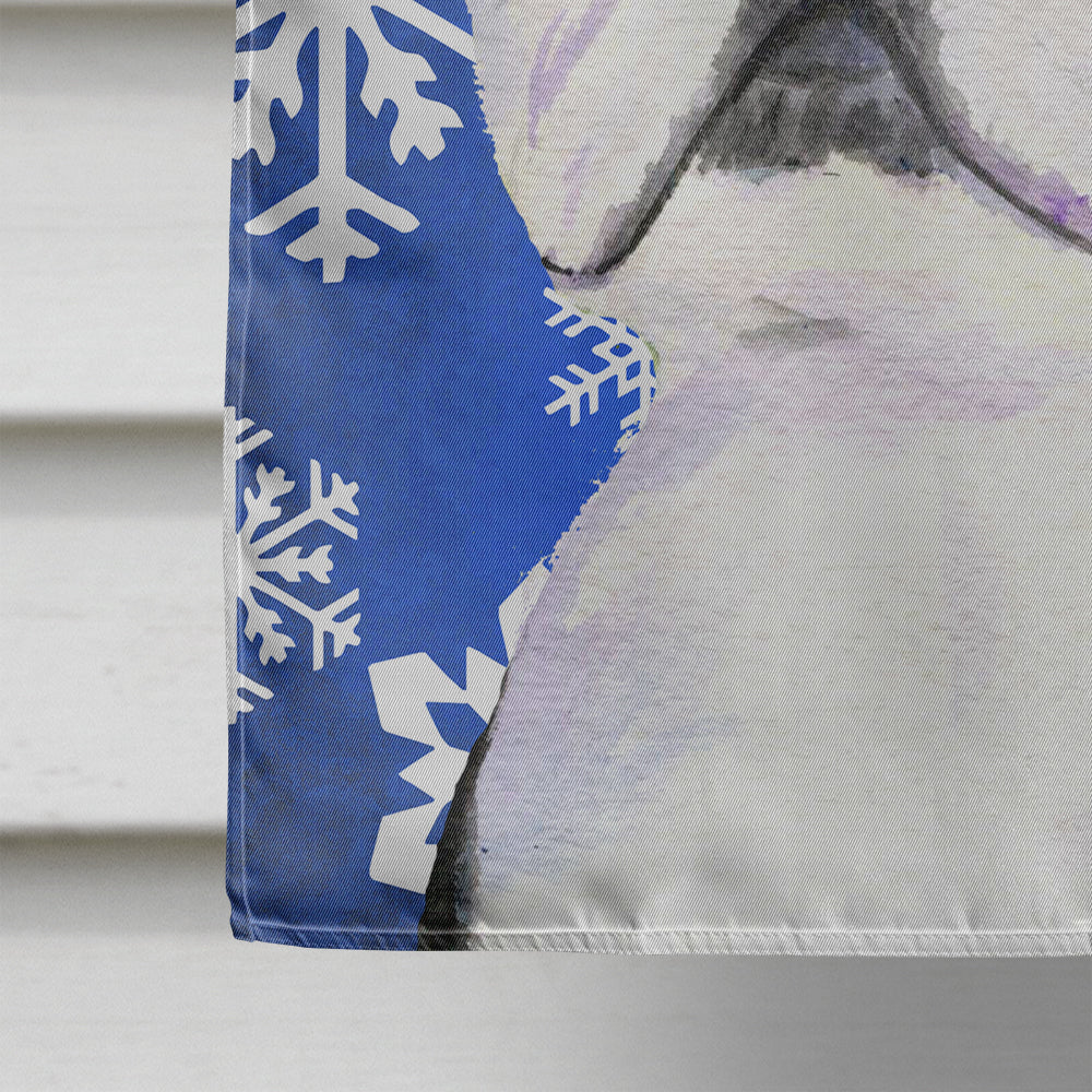 Boston Terrier Winter Snowflakes Holiday House Flag 28x40 Porch Sleeve Pole Decorative Outside Yard Banner Artwork Wall Hanging, Polyester