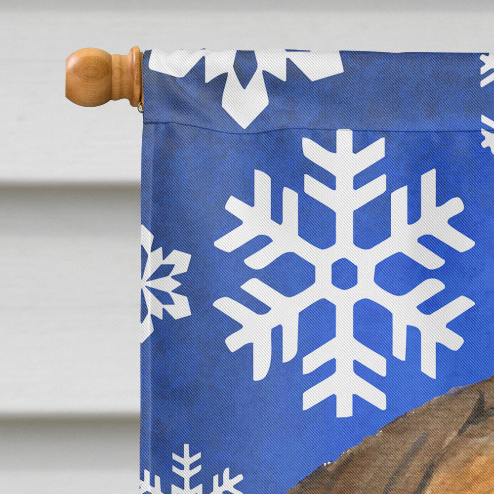 Bullmastiff Winter Snowflakes Holiday House Flag 28x40 Porch Sleeve Pole Decorative Outside Yard Banner Artwork Wall Hanging, Polyester