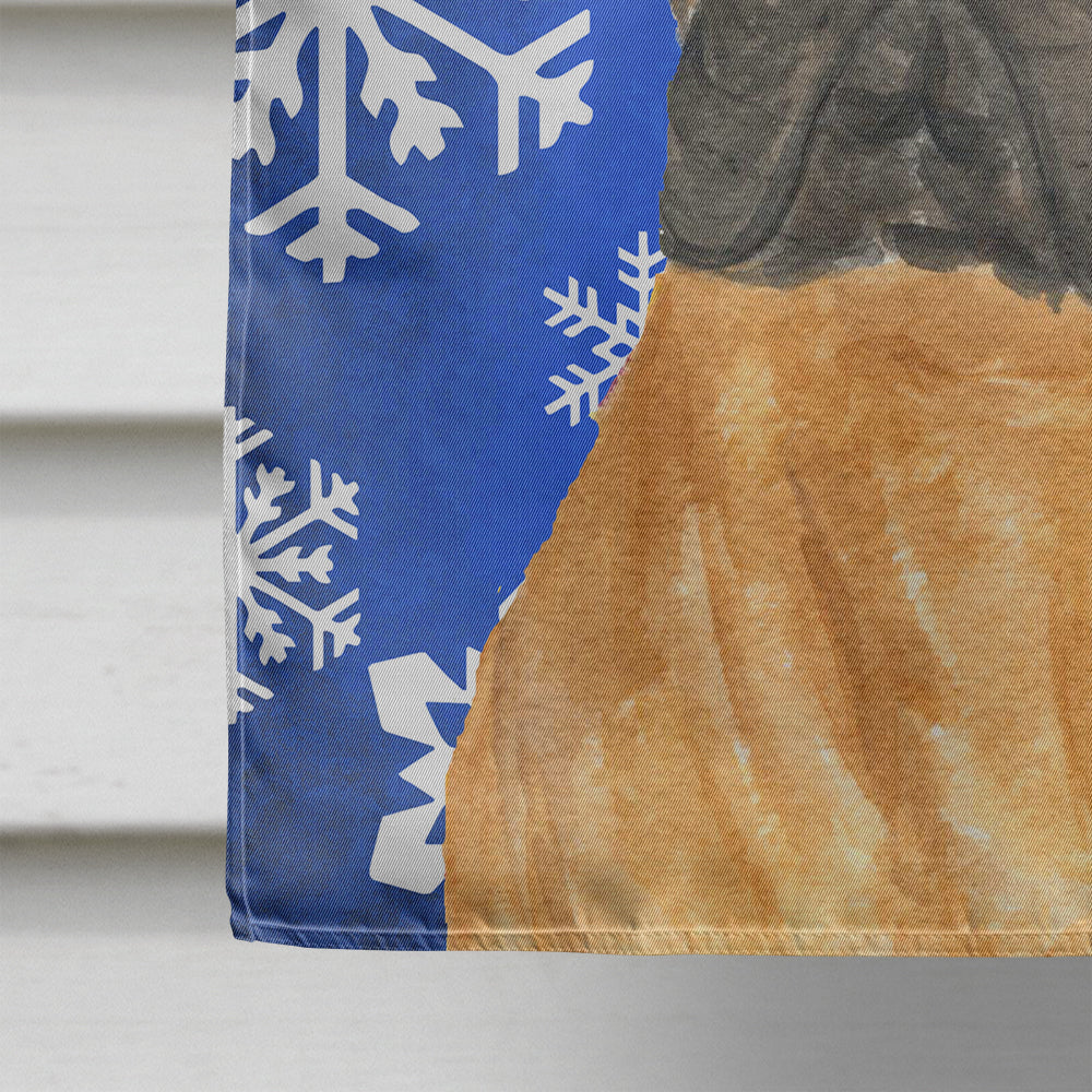 Bullmastiff Winter Snowflakes Holiday House Flag 28x40 Porch Sleeve Pole Decorative Outside Yard Banner Artwork Wall Hanging, Polyester