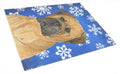 Bullmastiff Winter Snowflakes Holiday Cutting Board Tempered Glass Kitchen Cutting Surface, Heat Resistant Chopping, Non-Slip Feet, Food Prep & Serving
