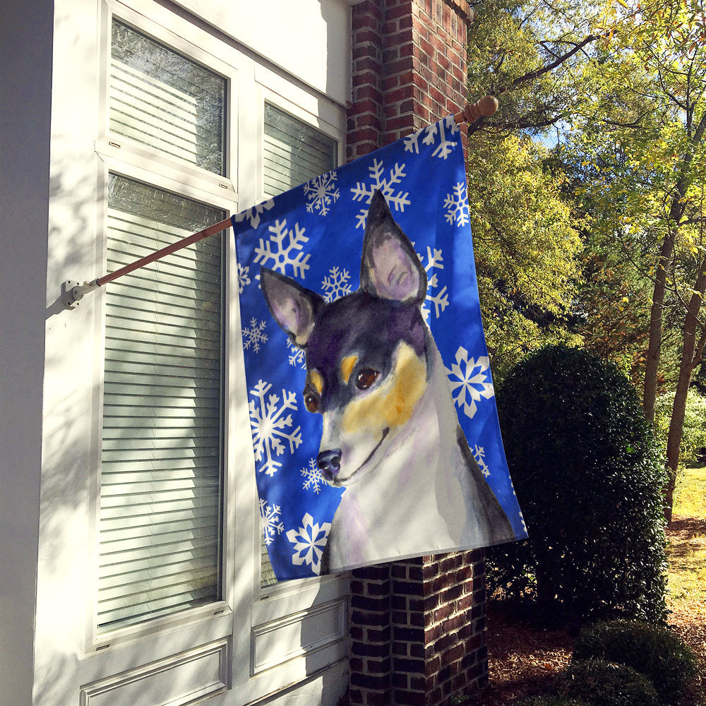 Chihuahua Winter Snowflakes Holiday House Flag 28x40 Porch Sleeve Pole Decorative Outside Yard Banner Artwork Wall Hanging, Polyester