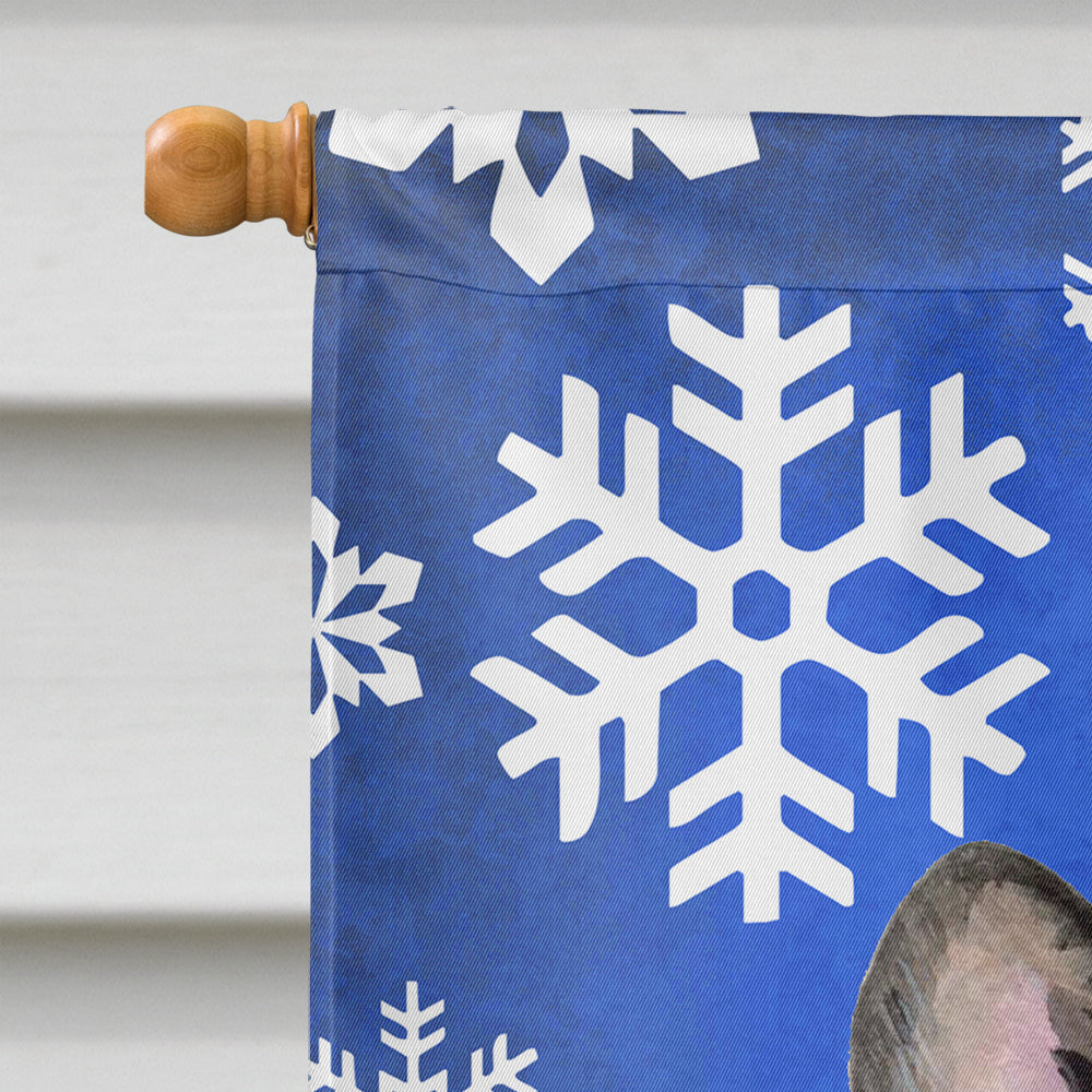 French Bulldog Winter Snowflakes Holiday House Flag 28x40 Porch Sleeve Pole Decorative Outside Yard Banner Artwork Wall Hanging, Polyester