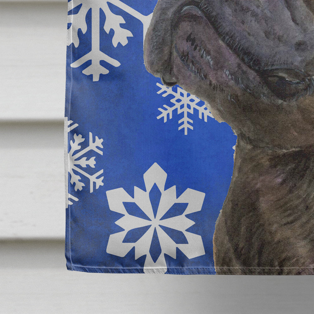 French Bulldog Winter Snowflakes Holiday House Flag 28x40 Porch Sleeve Pole Decorative Outside Yard Banner Artwork Wall Hanging, Polyester