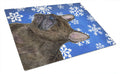 French Bulldog Winter Snowflakes Holiday Cutting Board Tempered Glass Kitchen Cutting Surface, Heat Resistant Chopping, Non-Slip Feet, Food Prep & Serving
