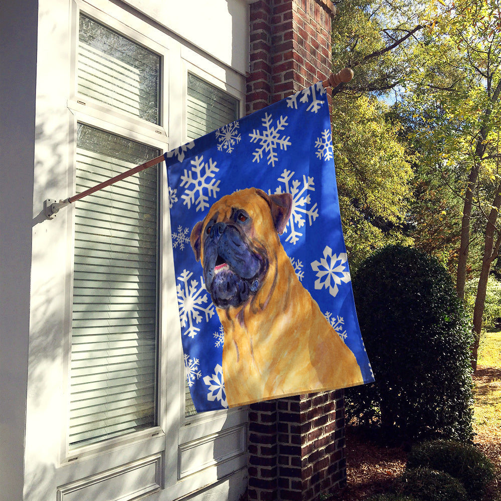 Mastiff Winter Snowflakes Holiday House Flag 28x40 Porch Sleeve Pole Decorative Outside Yard Banner Artwork Wall Hanging, Polyester