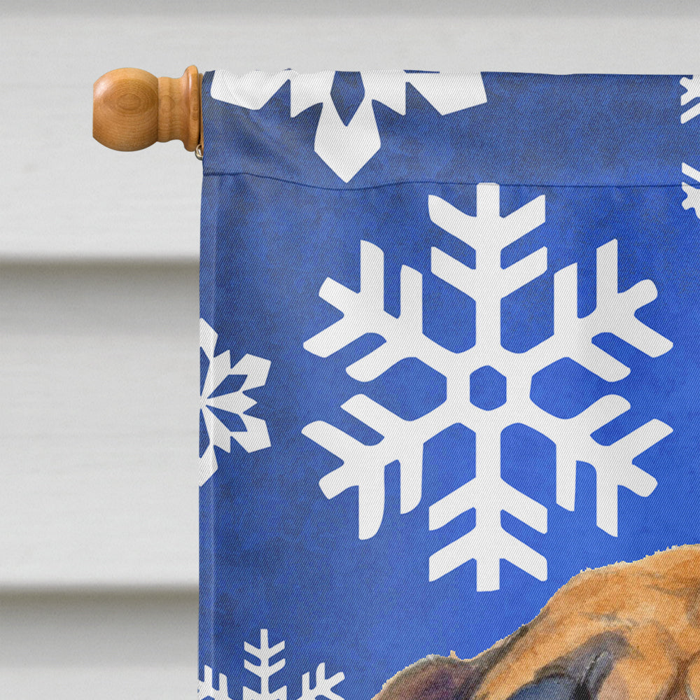 Mastiff Winter Snowflakes Holiday House Flag 28x40 Porch Sleeve Pole Decorative Outside Yard Banner Artwork Wall Hanging, Polyester