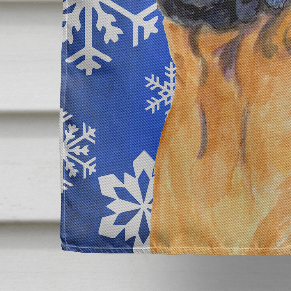 Mastiff Winter Snowflakes Holiday House Flag 28x40 Porch Sleeve Pole Decorative Outside Yard Banner Artwork Wall Hanging, Polyester
