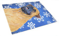 Mastiff Winter Snowflakes Holiday Cutting Board Tempered Glass Kitchen Cutting Surface, Heat Resistant Chopping, Non-Slip Feet, Food Prep & Serving