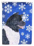 Akita Winter Snowflakes Holiday House Flag 28x40 Porch Sleeve Pole Decorative Outside Yard Banner Artwork Wall Hanging, Polyester