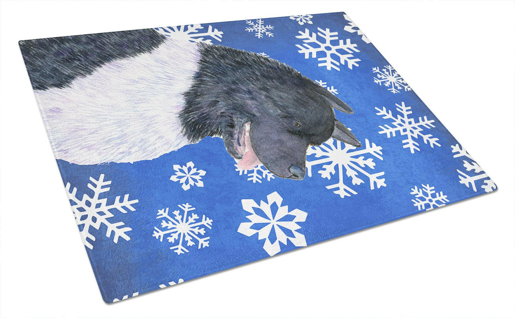 Akita Winter Snowflakes Holiday Cutting Board Tempered Glass Kitchen Cutting Surface, Heat Resistant Chopping, Non-Slip Feet, Food Prep & Serving