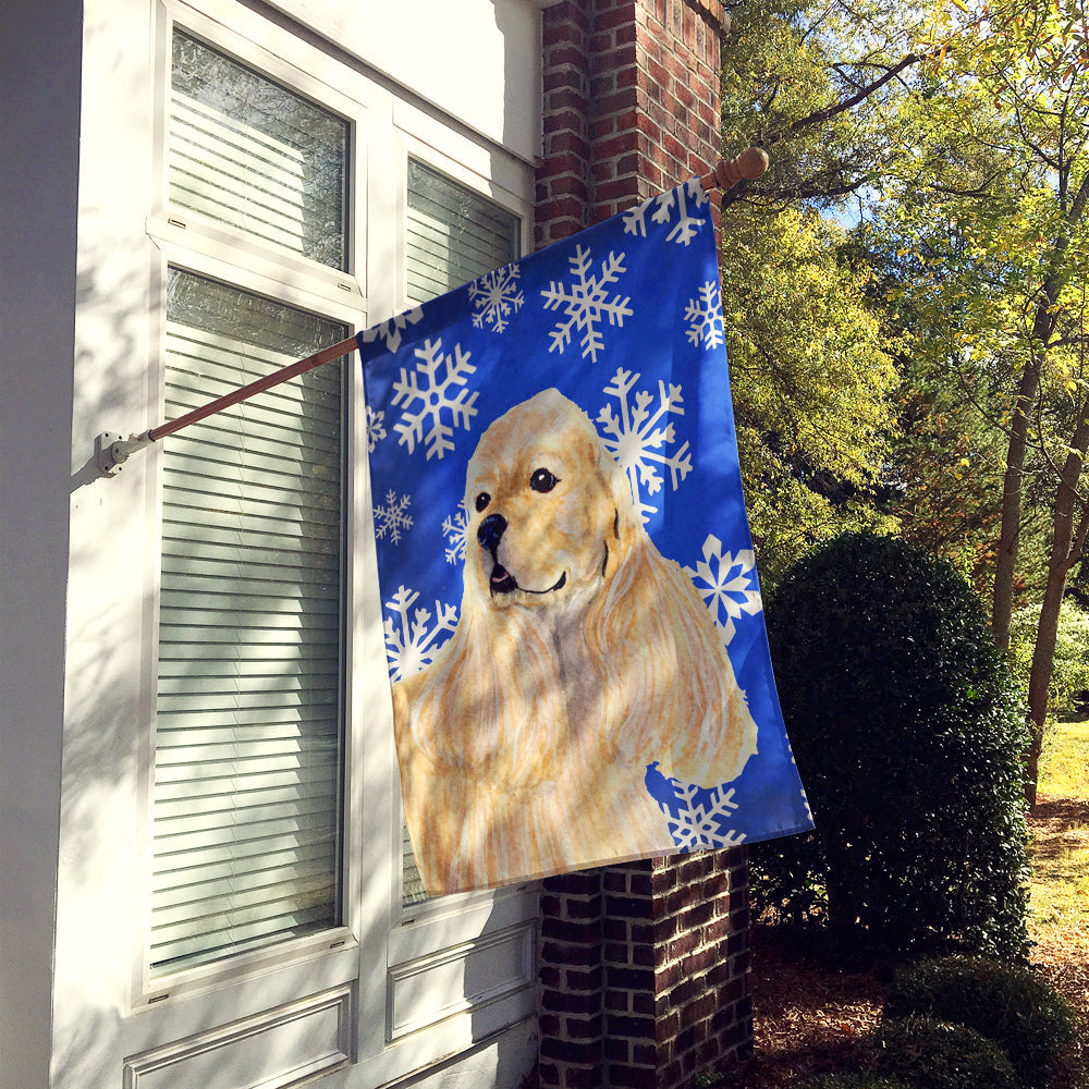 Cocker Spaniel Winter Snowflakes Holiday House Flag 28x40 Porch Sleeve Pole Decorative Outside Yard Banner Artwork Wall Hanging, Polyester